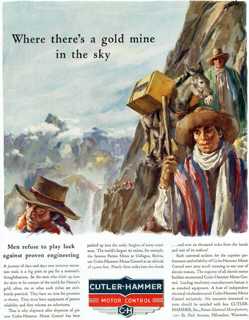 Llallagua Patino Mines Bolivia Indians Cutler Hammer 1939 Magazine Print Ad