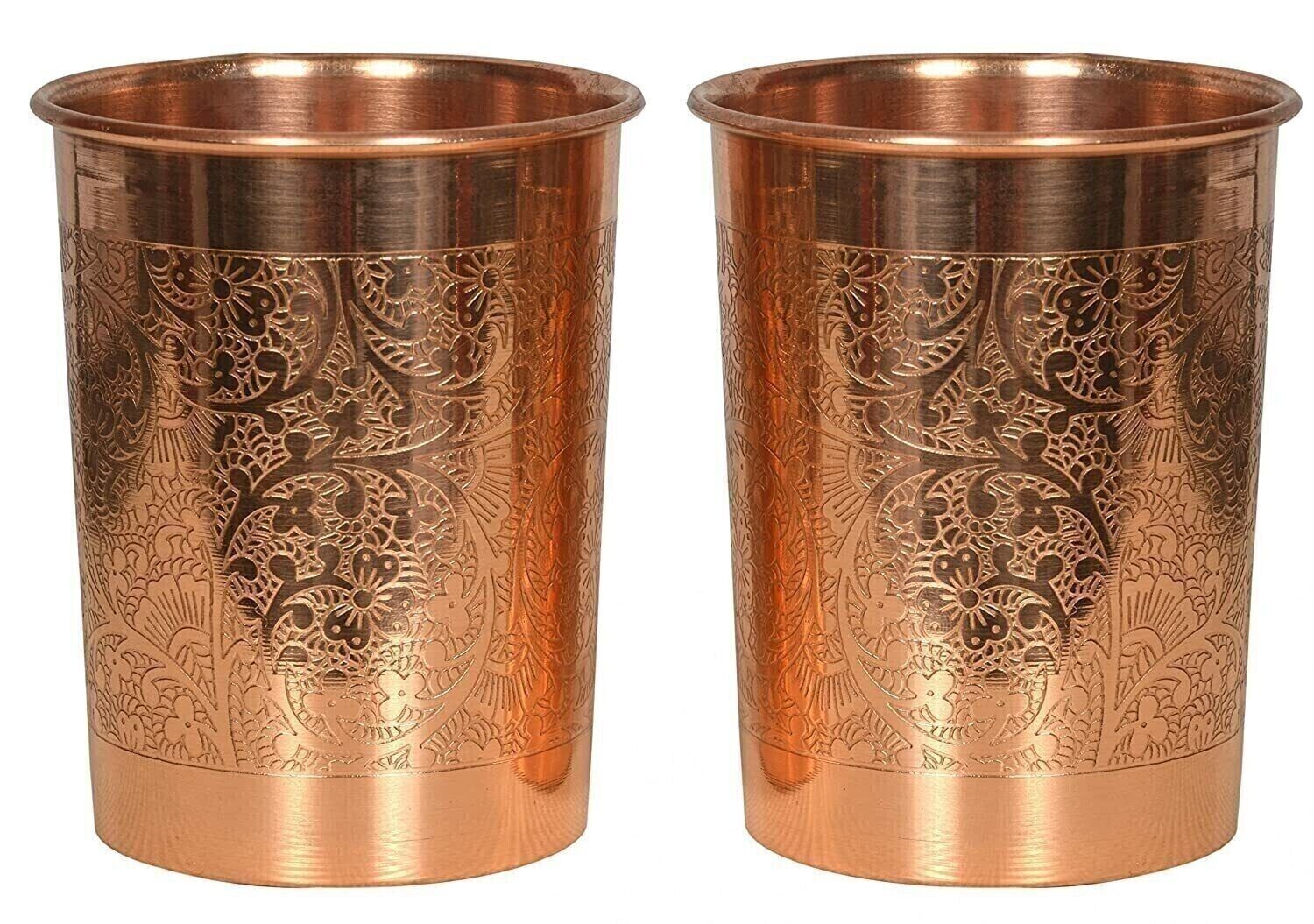 Pure Copper Handmade Water Drinking Glass Tumbler For Health Benefits Set Of 2