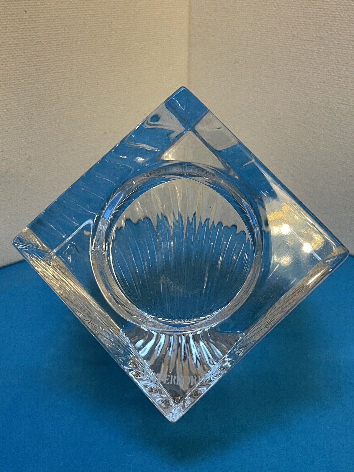 VTG Waterford Marked Meridian Cut Crystal Cube Desk Clock Ireland NO CLOCK