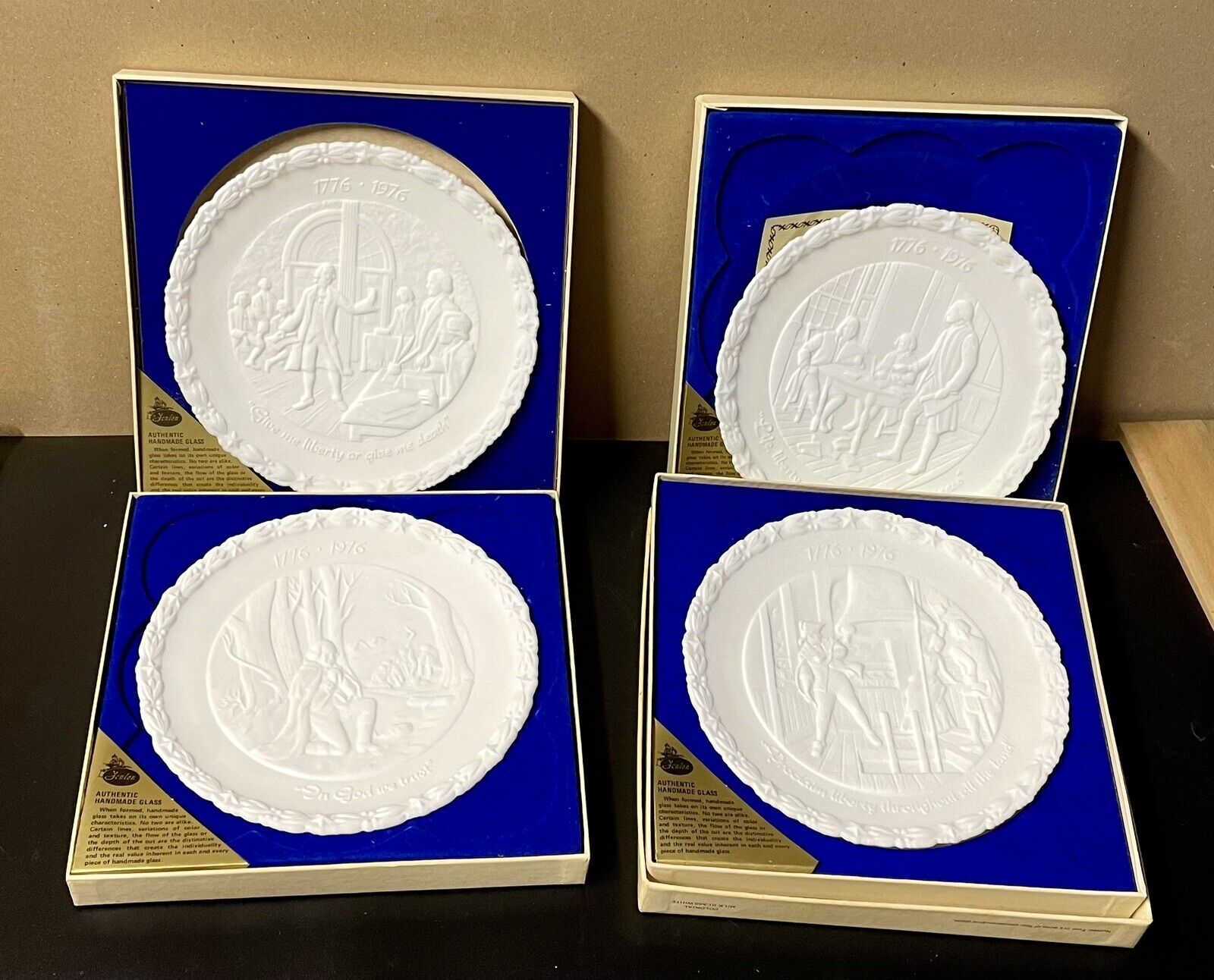 4 Fenton Glass Plates American Revolution-Spirit of 76 series Plates Full Set