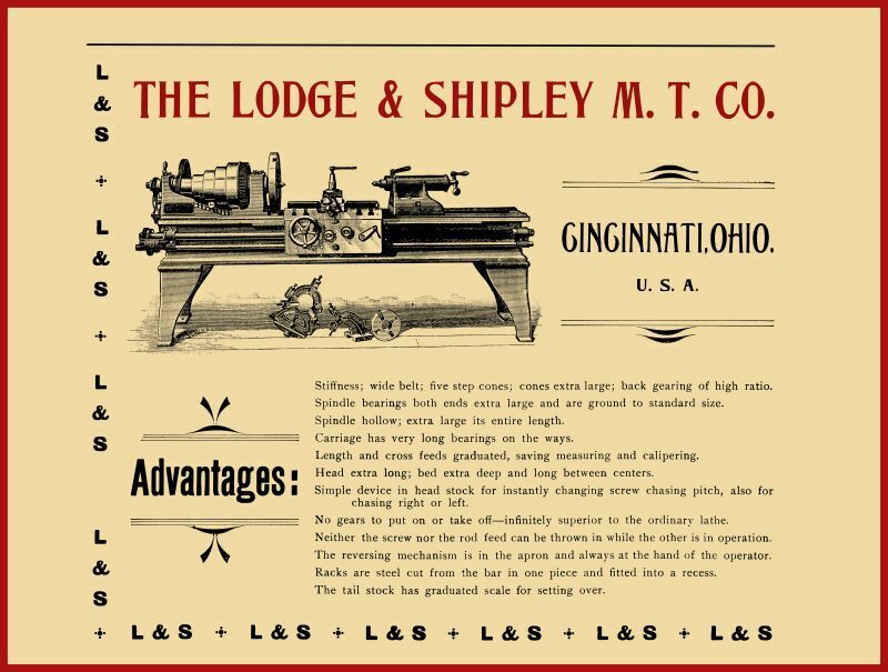 1895 Lodge & Shipley Machine Tools New Metal Sign: Cincinnati, OhiO - Superior