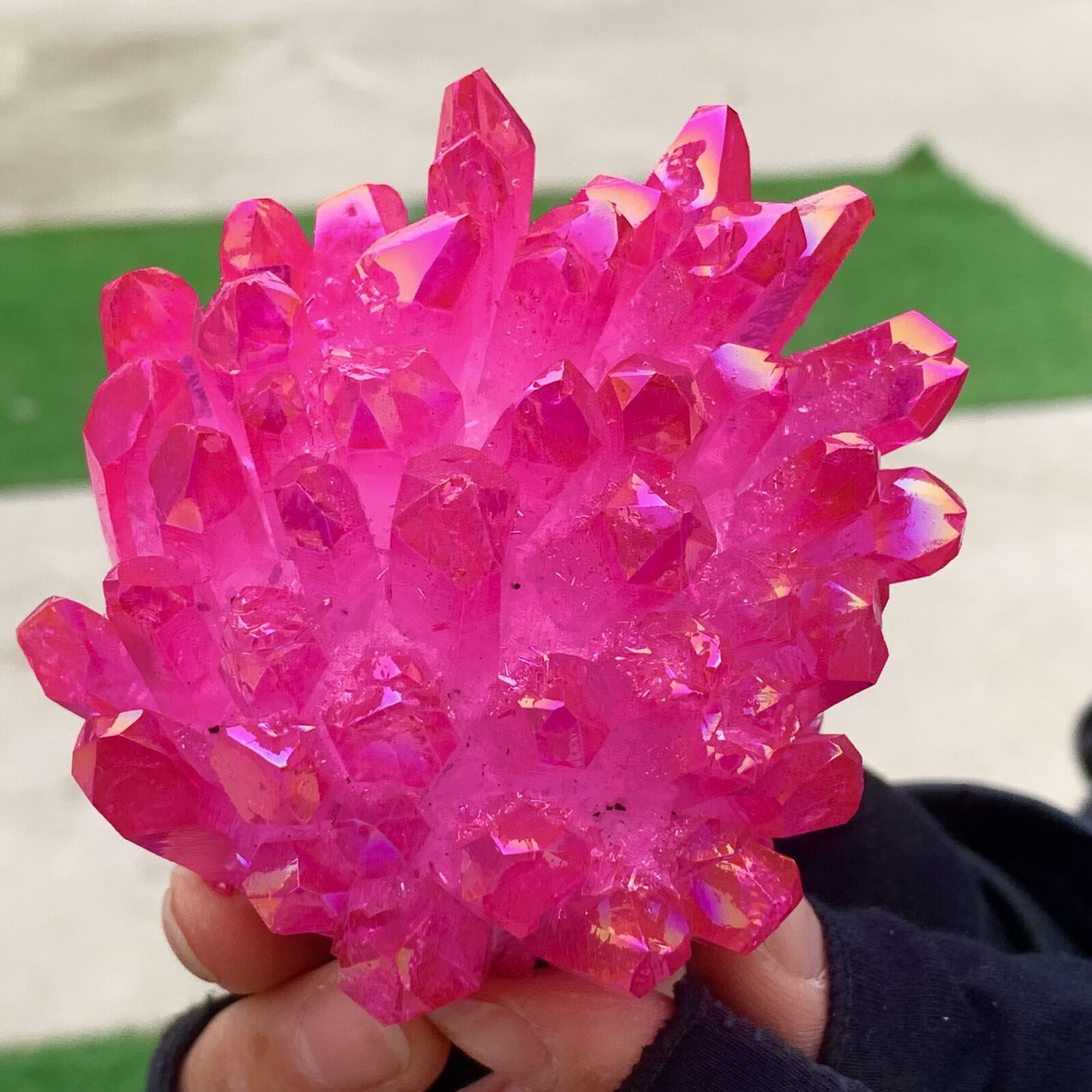 332G New Find Pink PhantomQuartz Crystal Cluster MineralSpecimen
