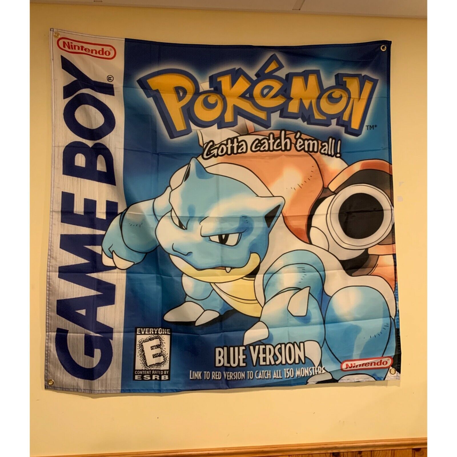 Pokemon Blue Version Blastoise Gameboy Wall Flag Banner Tapestry 3.5 x 3.5 Ft