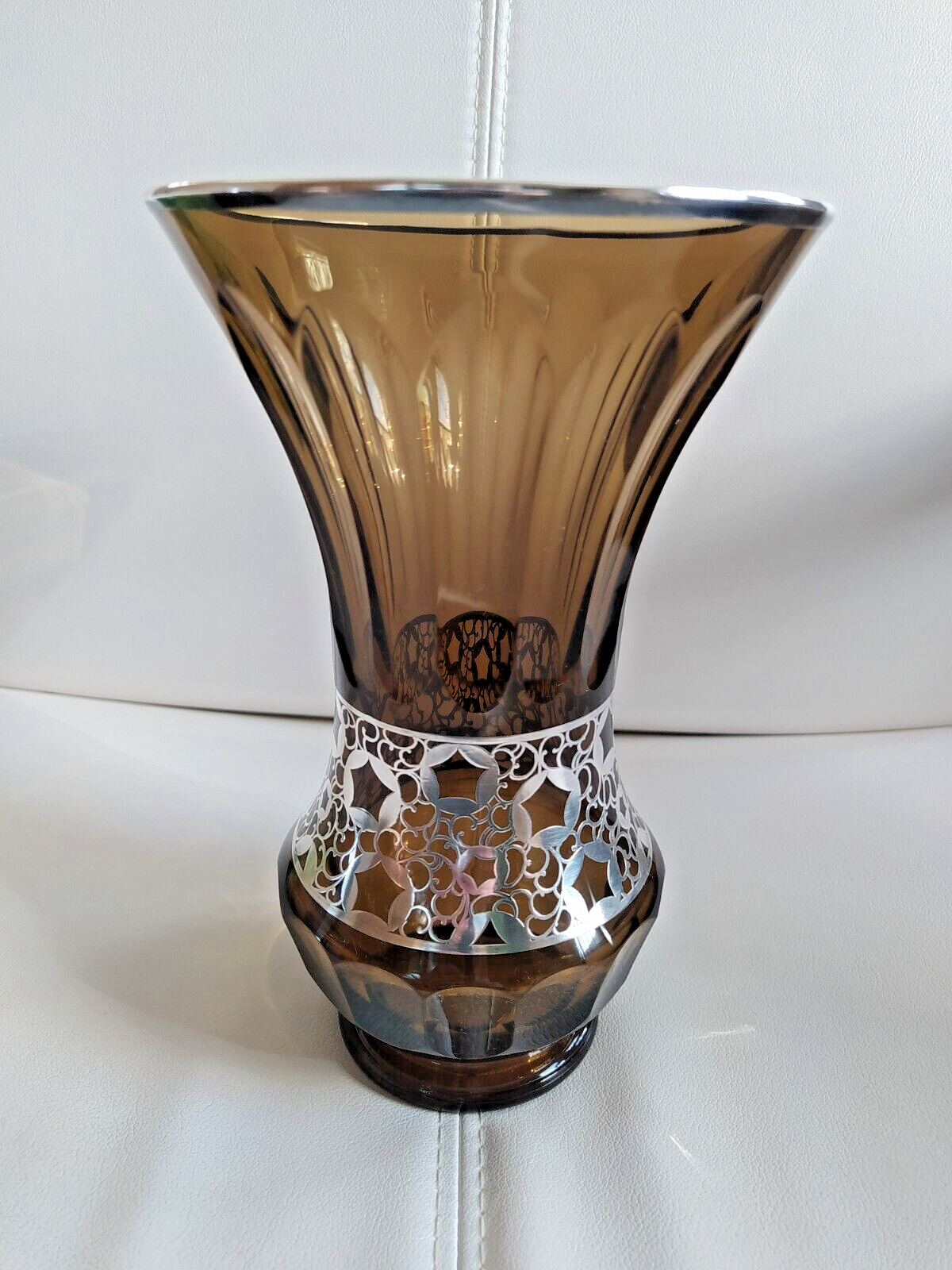 Vintage 1940's Haertel/Pfohl crystal vase with silver decoration