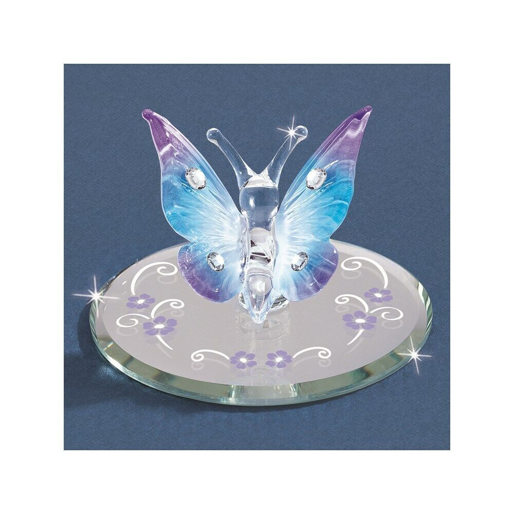 Blue Butterfly w/Crystals Glass Figurine