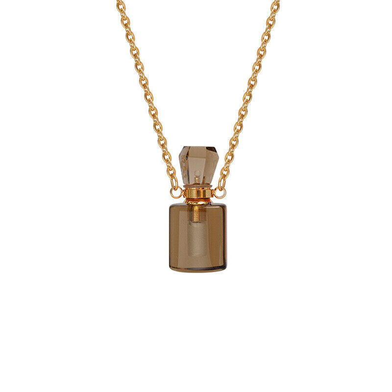 Natural Quartz Crystal Perfume Bottles Pendant Healing Gemstone Necklace Decor