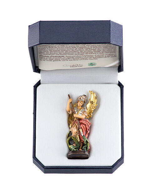 St. Michael with Case - by LEPI Woodcarvings - Painted Wood Carving