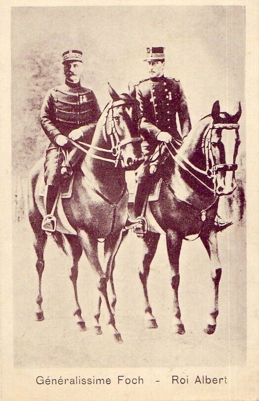 CPA MILITARY AK GENERAL FOCH & ROI ALBERT 1st BELGIUM Knights Animated