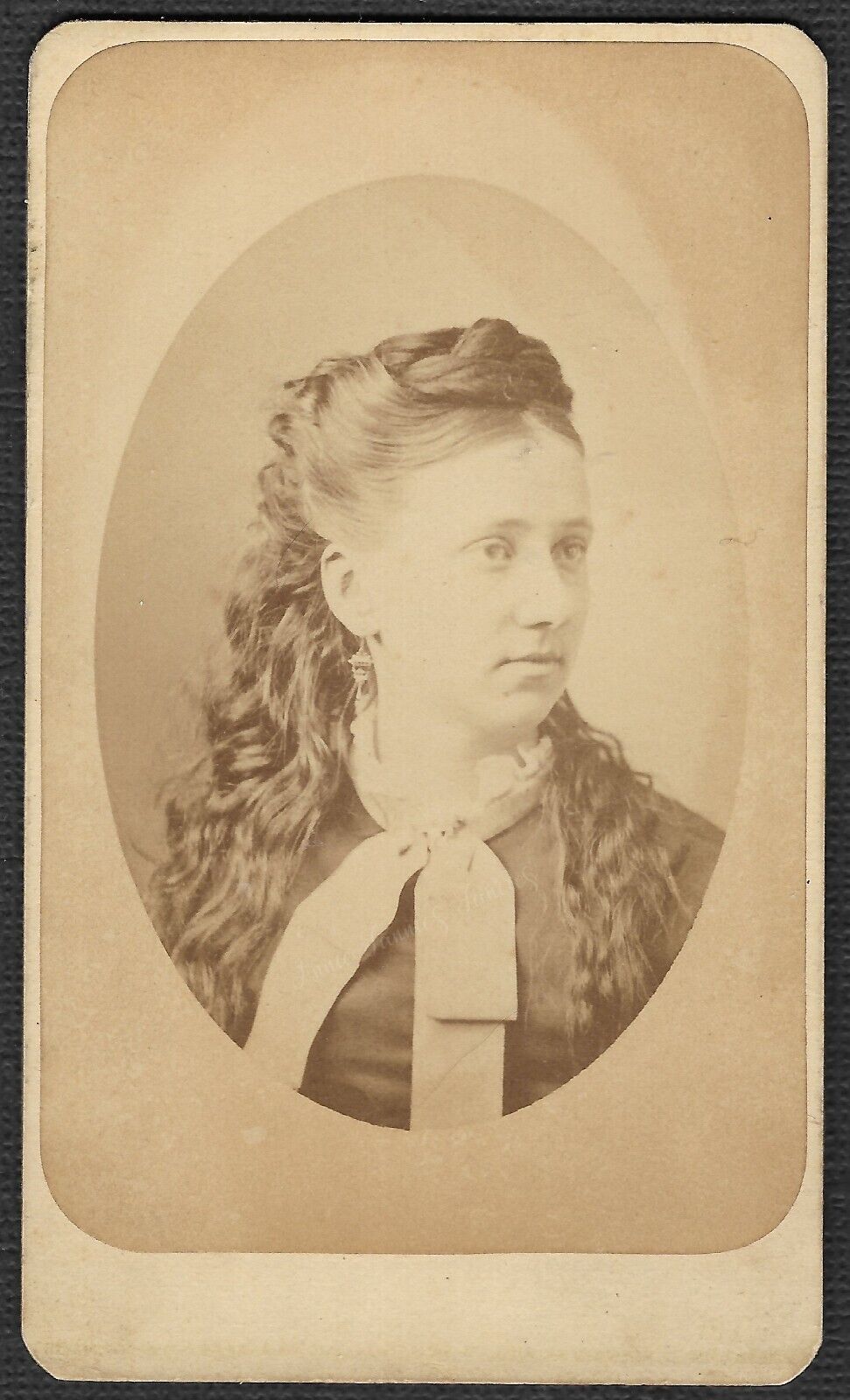 Victorian Lady Beautiful Hair CDV Photo 1870s Willimantic Gallery of Art CT ID'd