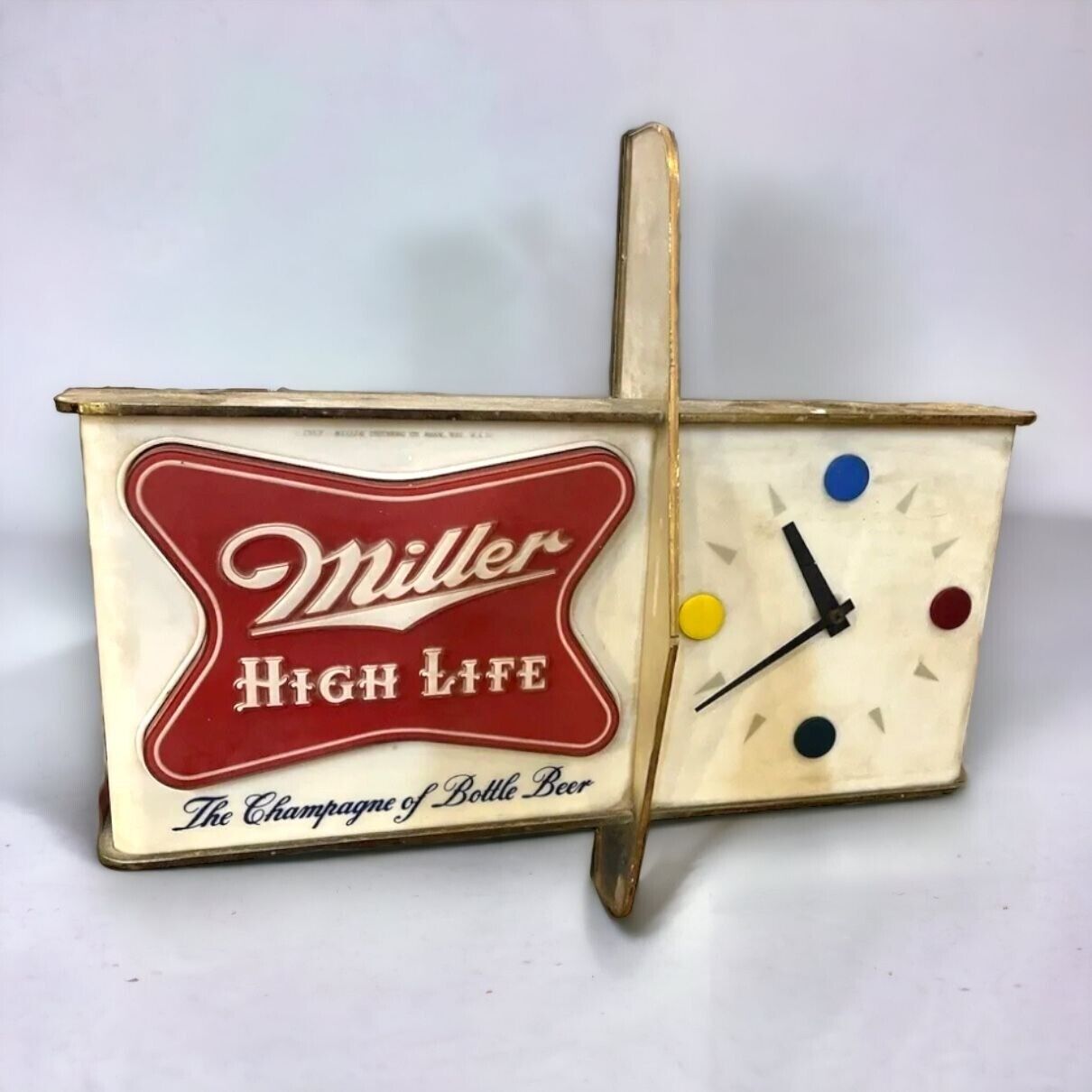 Vintage 1957 Miller High Life Lighted Bar Advertising Clock Sign \