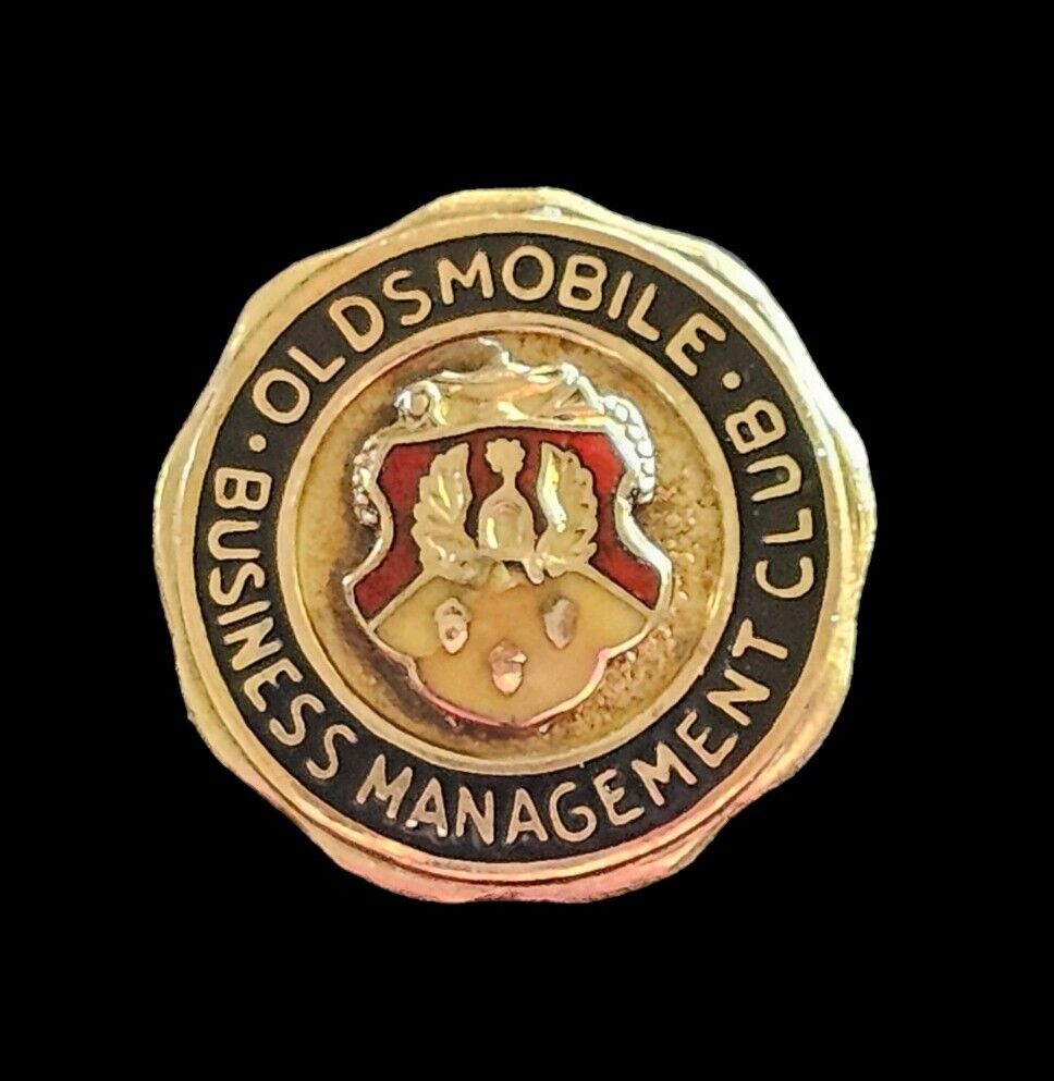 Gordon B Miller OLDSMOBILE Management Club Label Tie Pinback Award Pin 10kt Gold