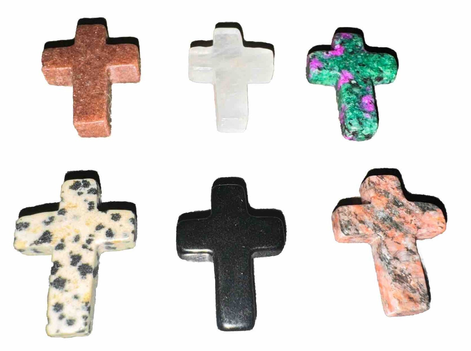 Cross Shaped Mini Crystal Natural Stone 6 Piece Healing Prayer Meditation Set