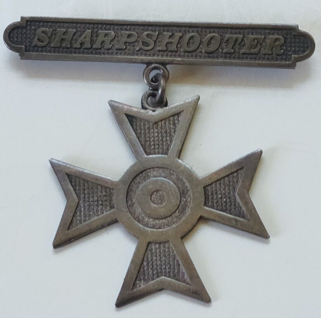 WWI STERLING SILVER SHARPSHOOTER U.S. MILITARY ARMY / MARINE CORPS