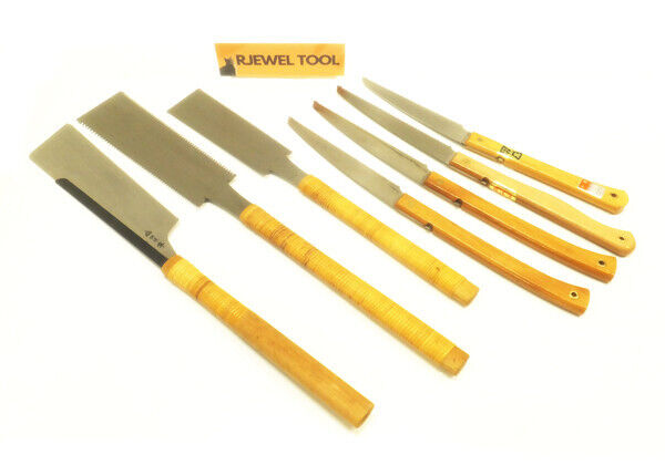 Japanese Old hand Saw Carpentry Pull Blade Tool Nokogiri  両刃鋸  導突鋸  折込鋸  7set