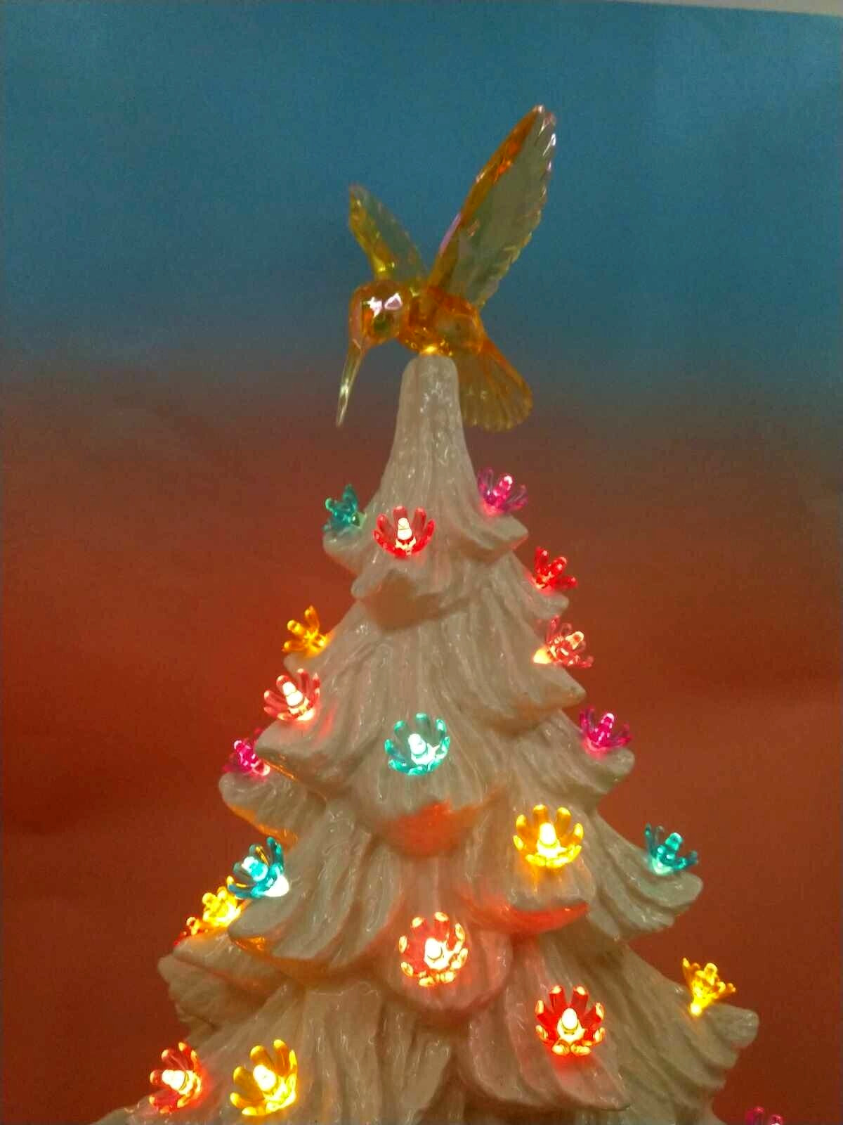 Lg Gold Aurora Humming Bird Topper for Ceramic Christmas Tree Lights Bulbs Star