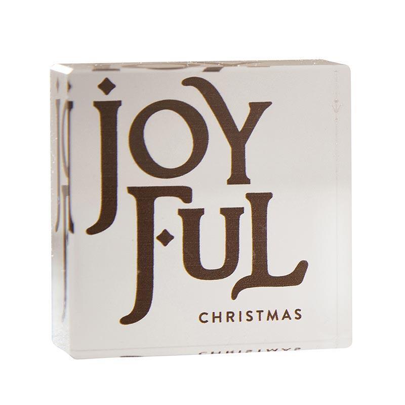 Joyful Christmas Elegant Mini Lucite Block Pack of 4 Size 2 in SQ
