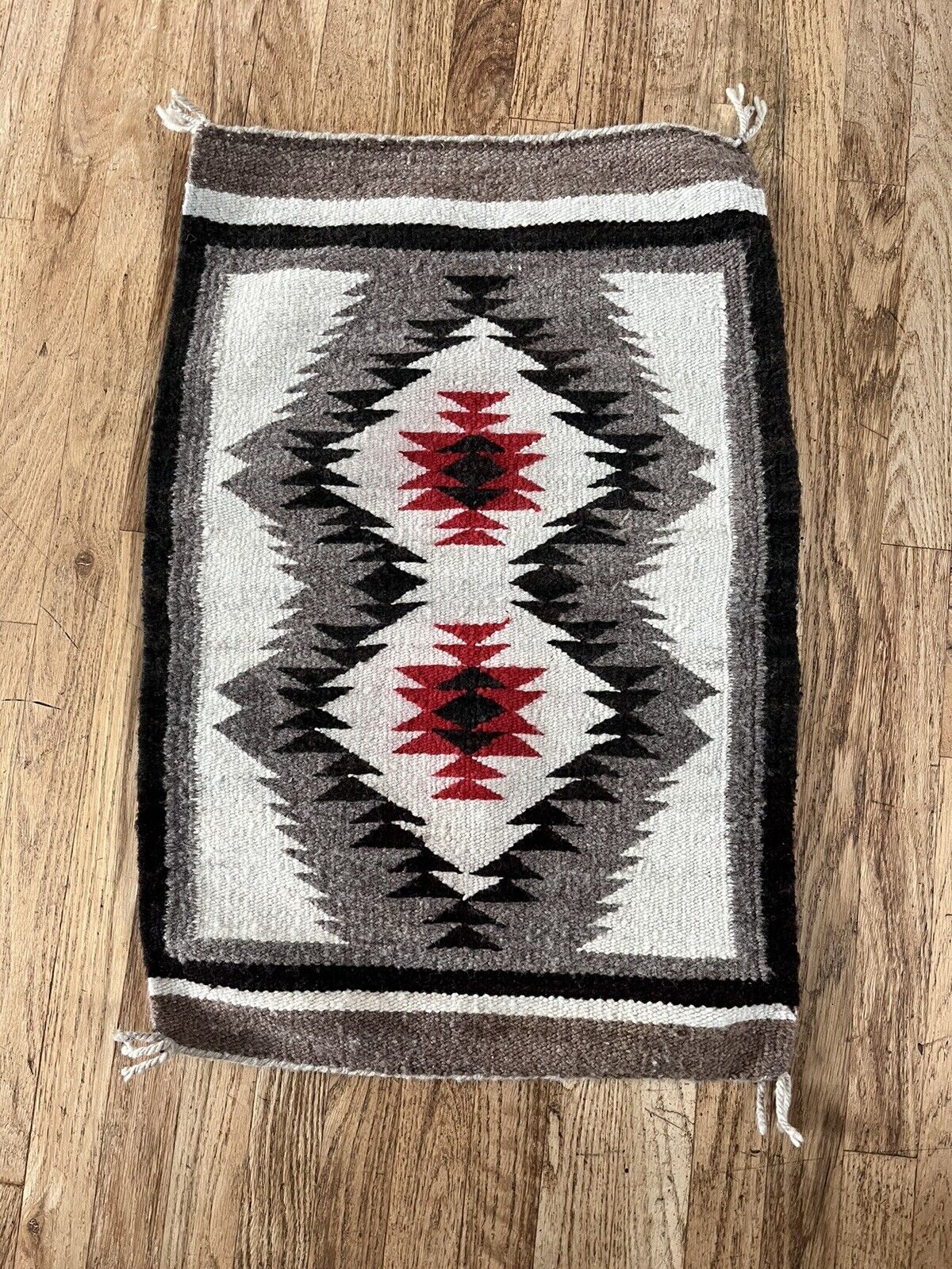 Vintage Navajo Woven Saddle Blanket Rug Southwestern 30 1/2” x 20 3/4”