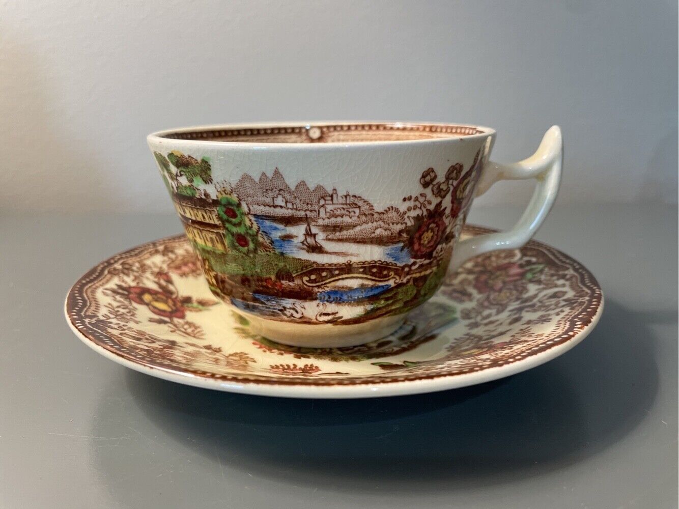 Royal Staffordshire Clarice Cliff Tonquin Multi Color Cup and Saucer