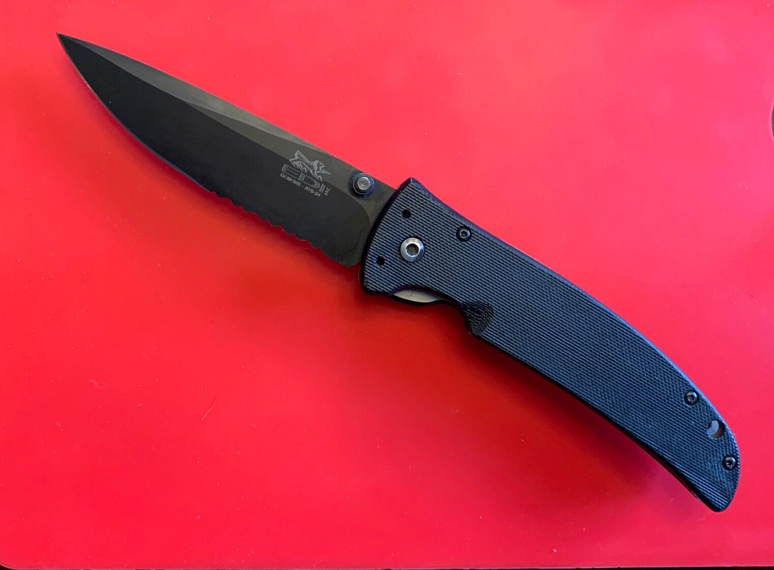 Vintage EDI Genesis ATS-34 Steel Pocket Knife Black Blade USA