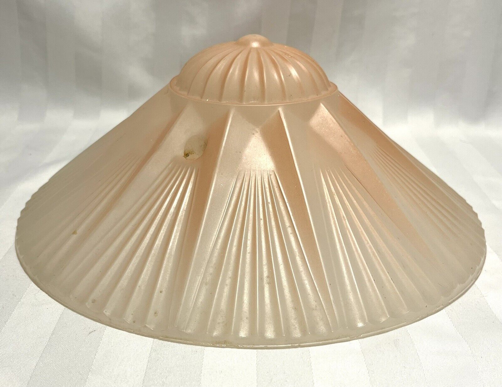 Vintage Art Deco 10” Glass Ceiling Light Fixture 3-Chain Style Peach