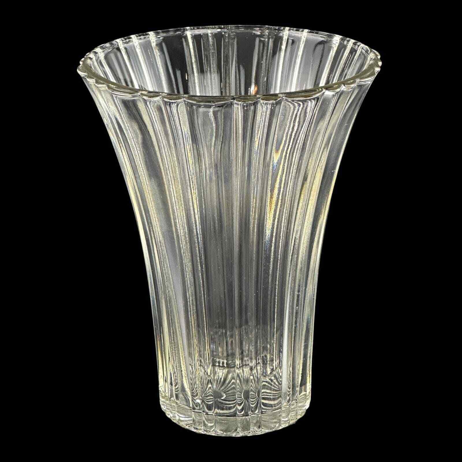 Vintage Table Vase Anchor Hocking Clear Depression Glass Old Cafe Crystal 7.25\