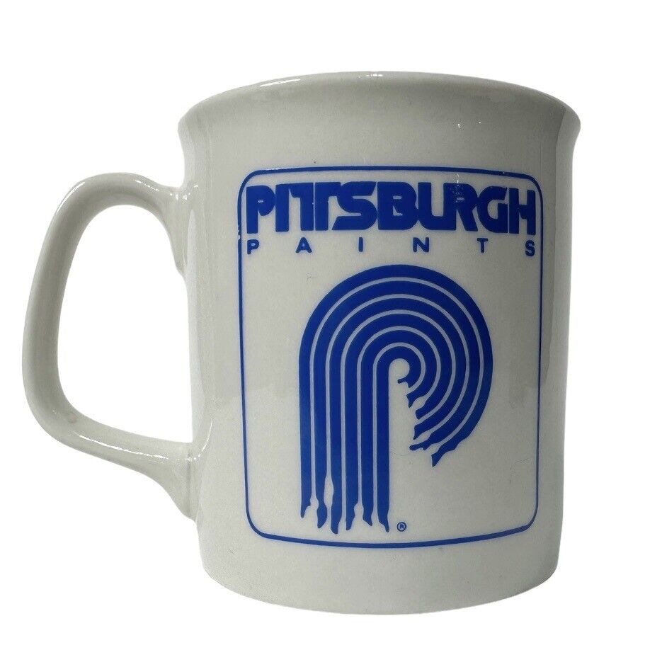 Vintage 1980\'s Pittsburg Paints Blue Logo Ceramic Coffee Mug 8 ounce