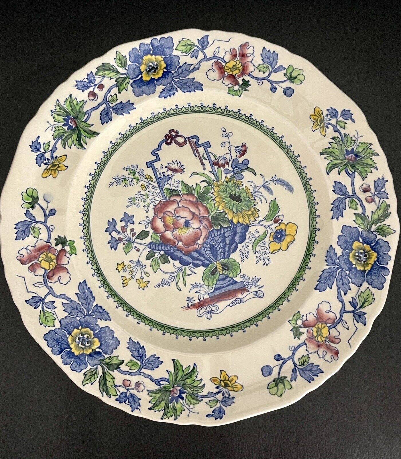 Vintage Mason’s Strathmore Blue Large Dinner Plate  27cm, England, Few Available