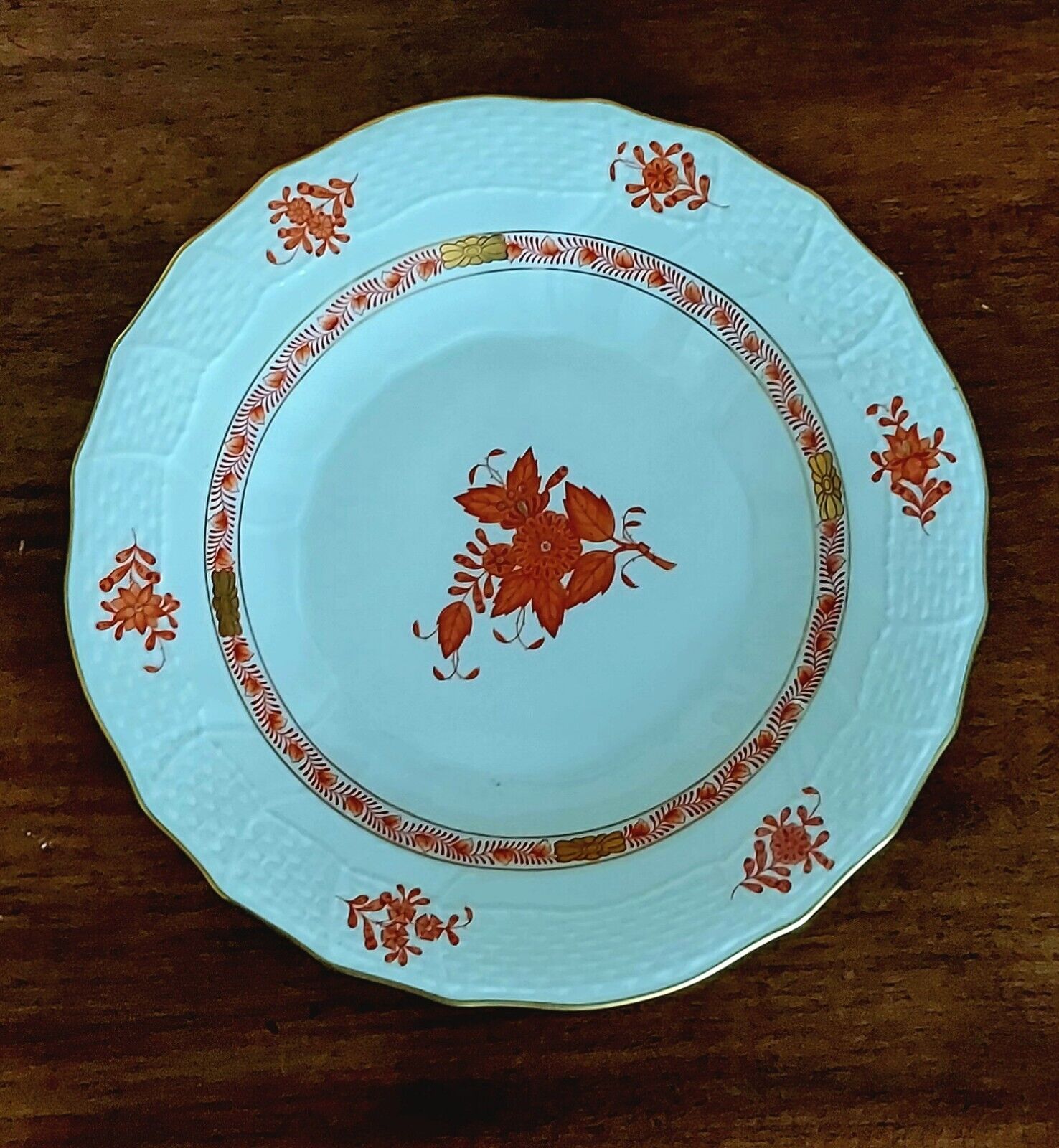 Herend Hungary Chinese Bouquet Rust Salad Plate No Scratches Or Chips
