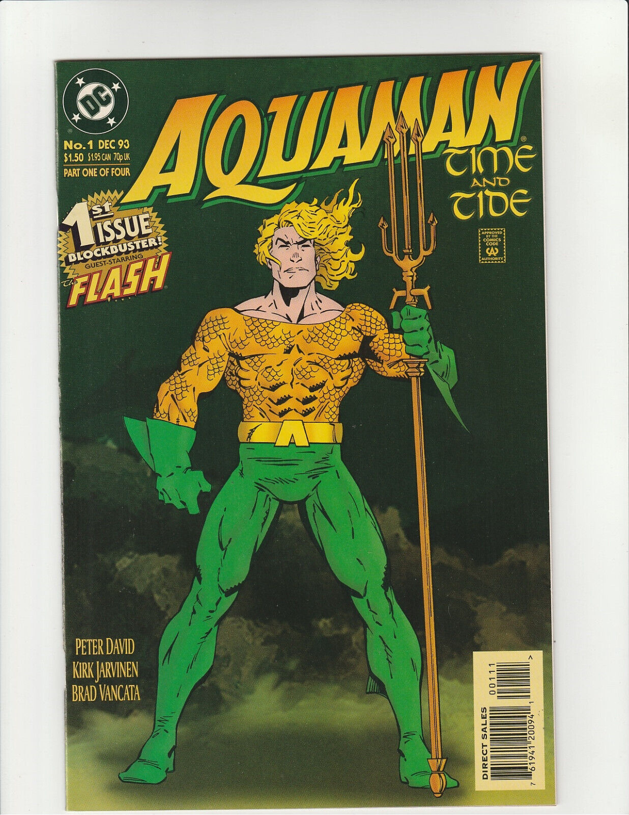 Aquaman: Time and Tide #1 DC Comics 1993 Flash app. Peter David NM- (9.2)