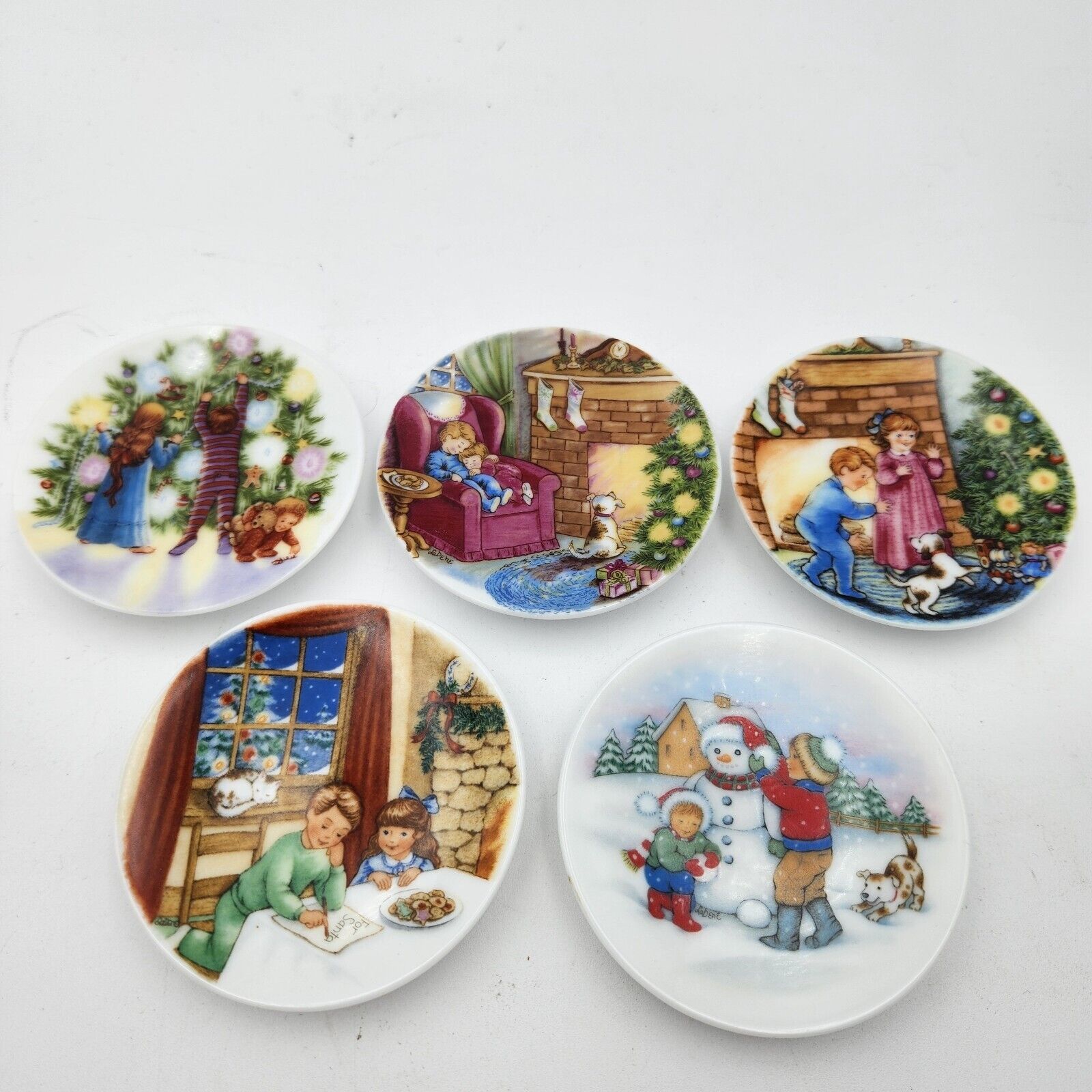 Hallmark Vintage Mini Plate Christmas Keepsake Porcelain '87, '88, '89, '90, '91