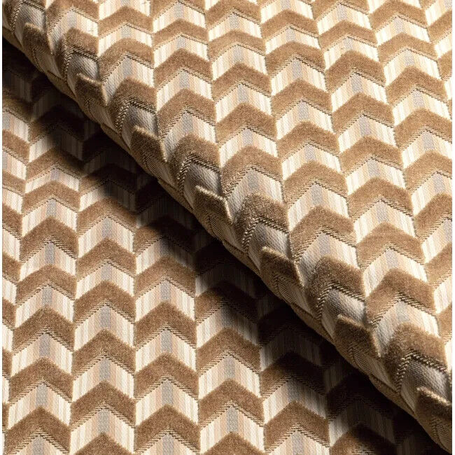 Lee Jofa Chevron Stripe Cut Velvet Fabric- Bailey Velvet Sand 1.35yd 2020207.164