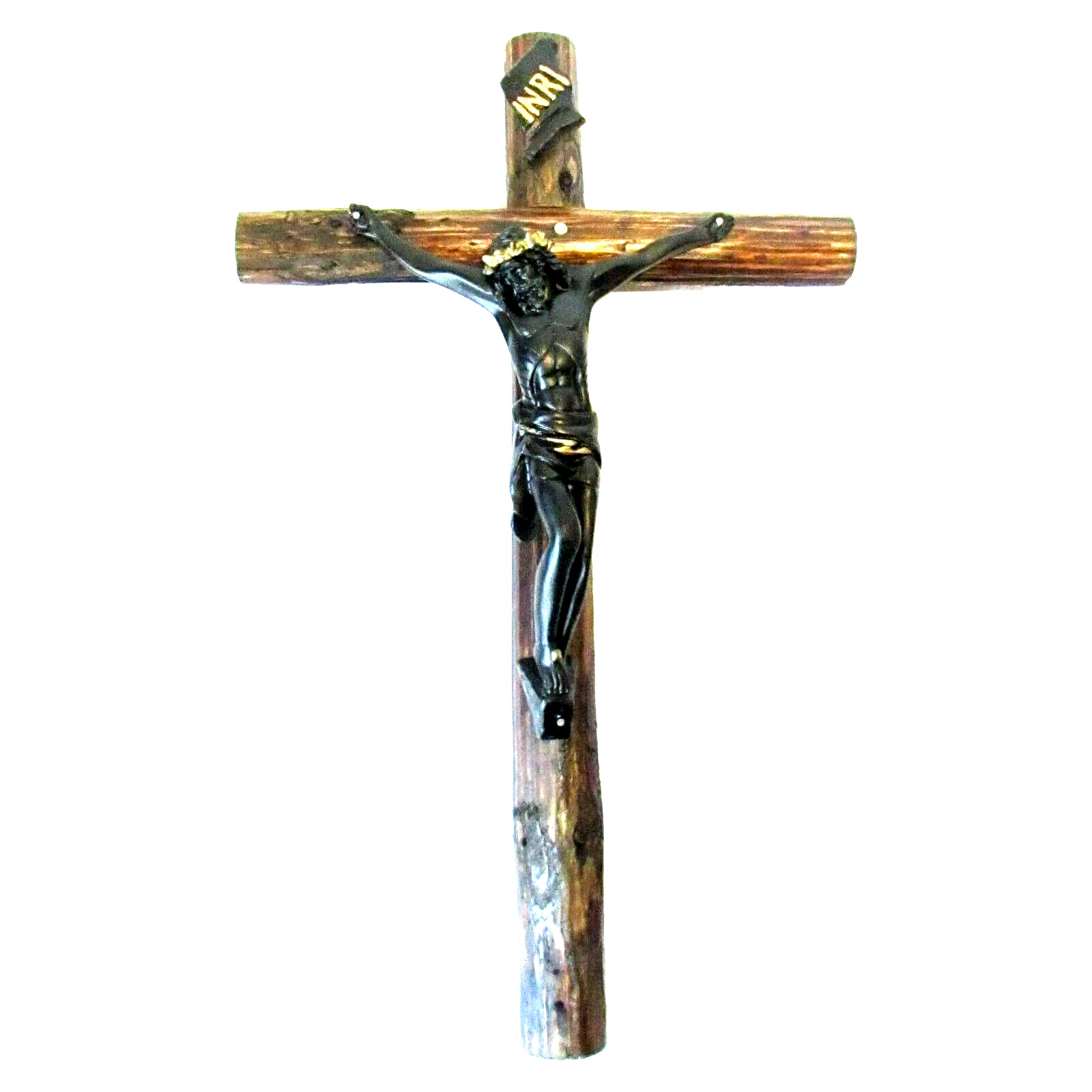 Cristo Negro Crucifijo de Madera / Black Jesus Crucifix Wooden Cross 20.5”