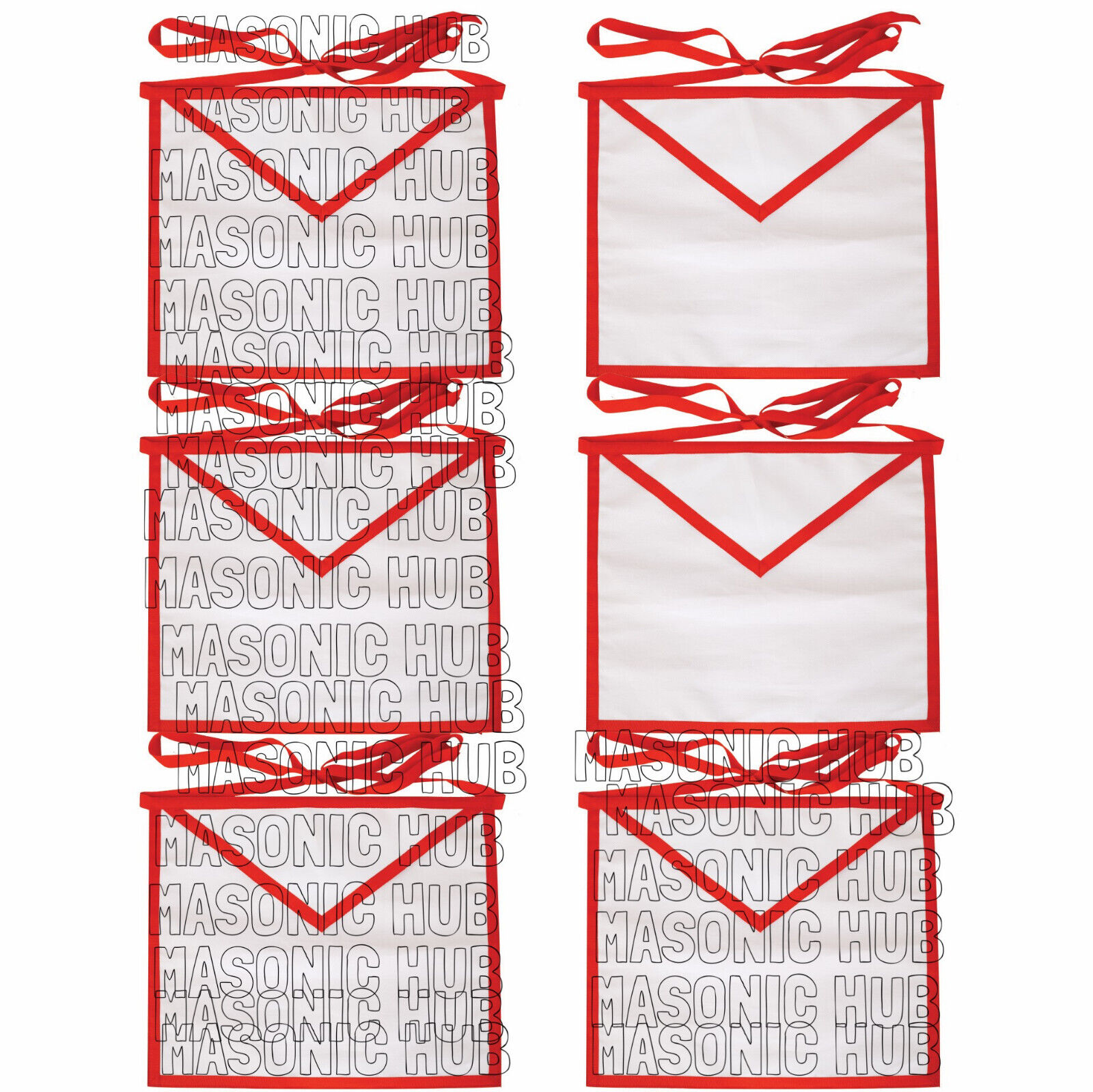 Exquisite Masonic Holy Royal Arch White Duck Cotton Cloth Apron - Pack Of 6