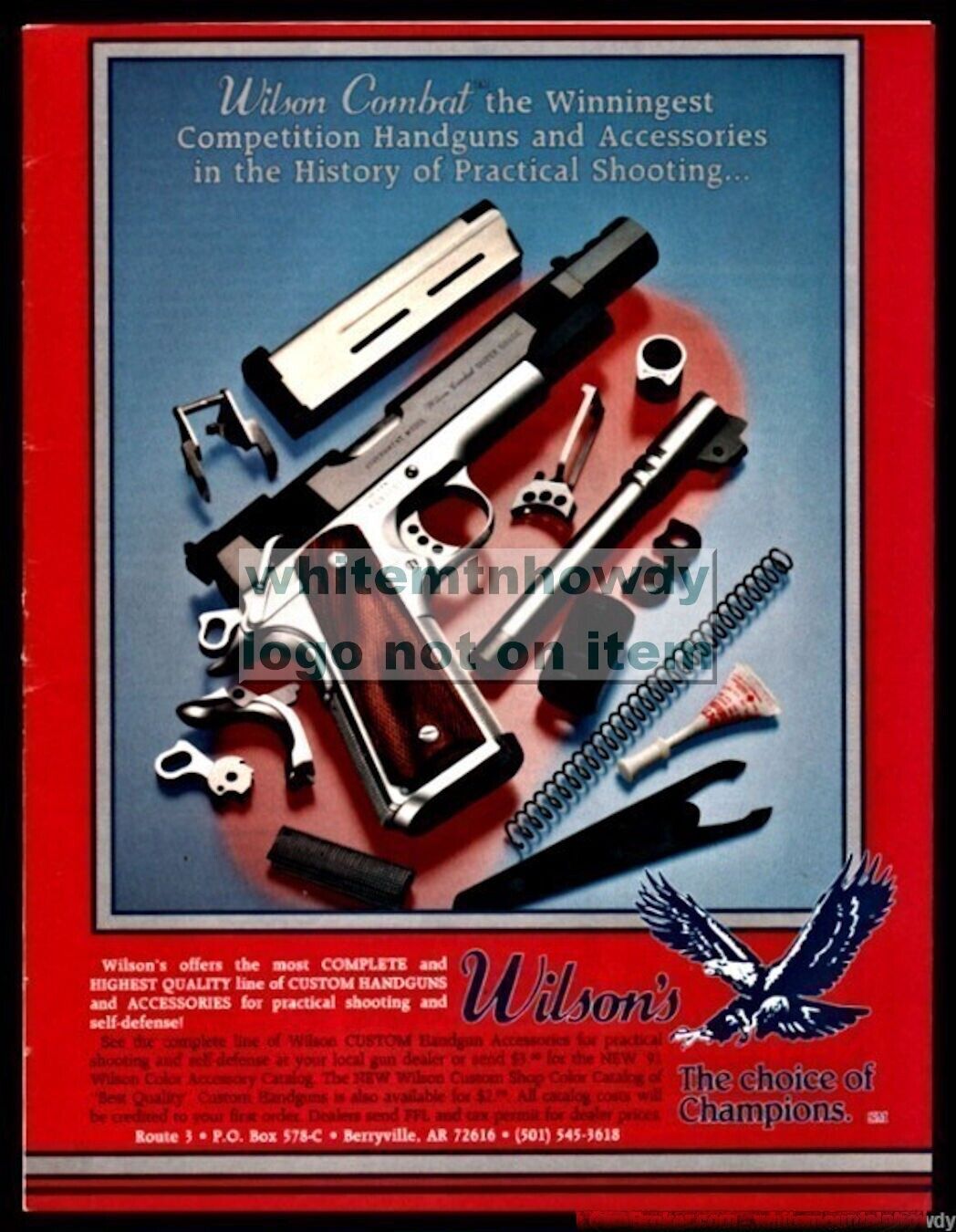 1991 WILSON COMBAT Government M1911-A1 Pistol Original PRINT AD