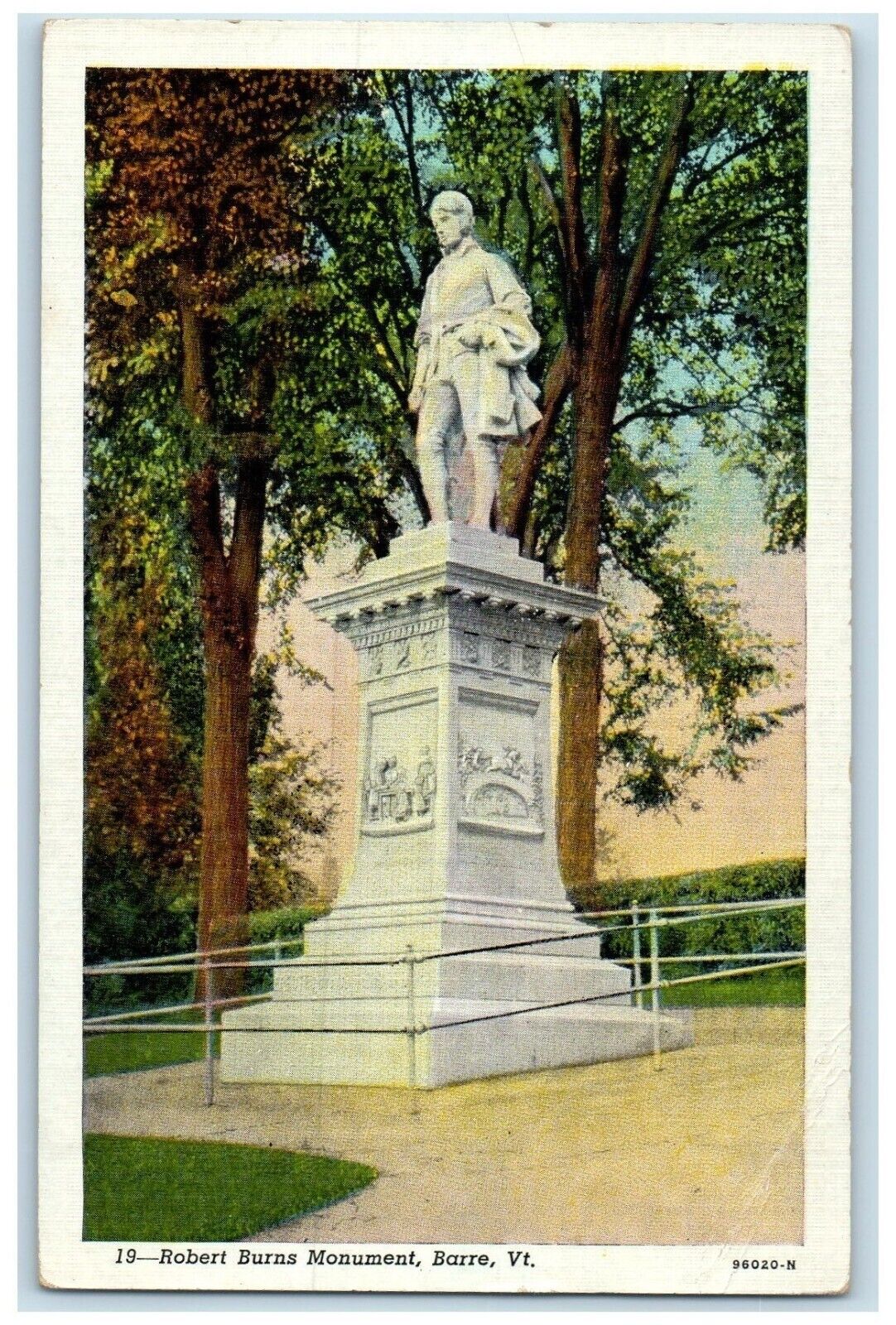 c1930\'s Robert Burns Monument Statue Barre Vermont VT Unposted Vintage Postcard