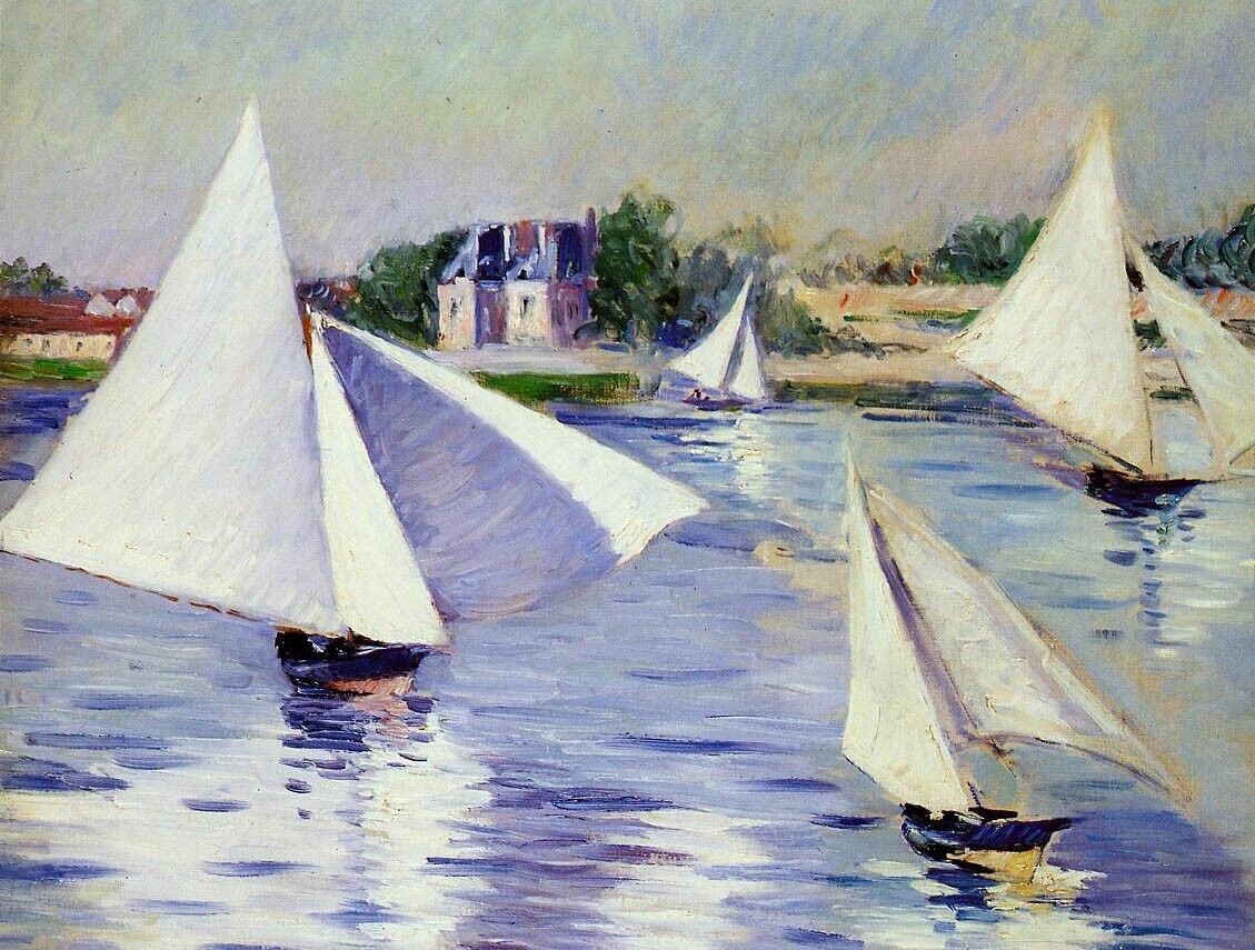 Oil painting Sailboats-on-the-Seine-at-Argenteuil-1892-Gustave-Caillebotte-Oil-P