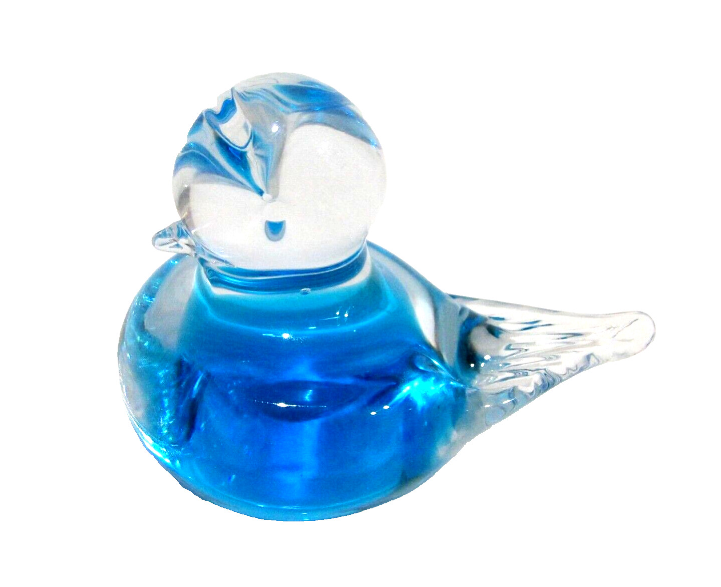 Eneryda Sweden Art Glass Hand-Blown Crystal Blue Clear Bird Figurine 4 x 3 1/8\