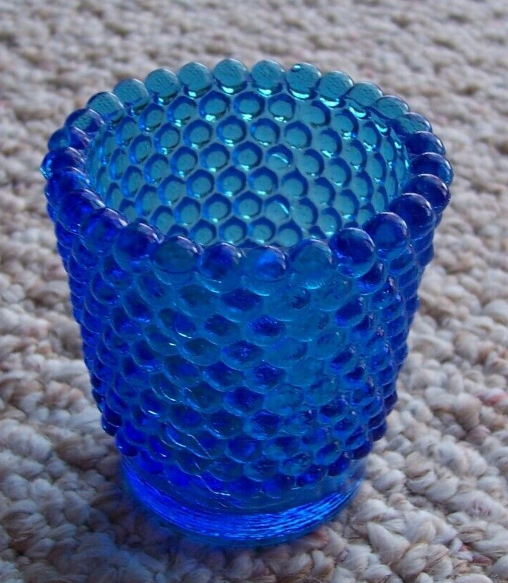 Blue Hobnail Glass Votive Candle Holder 2.5\