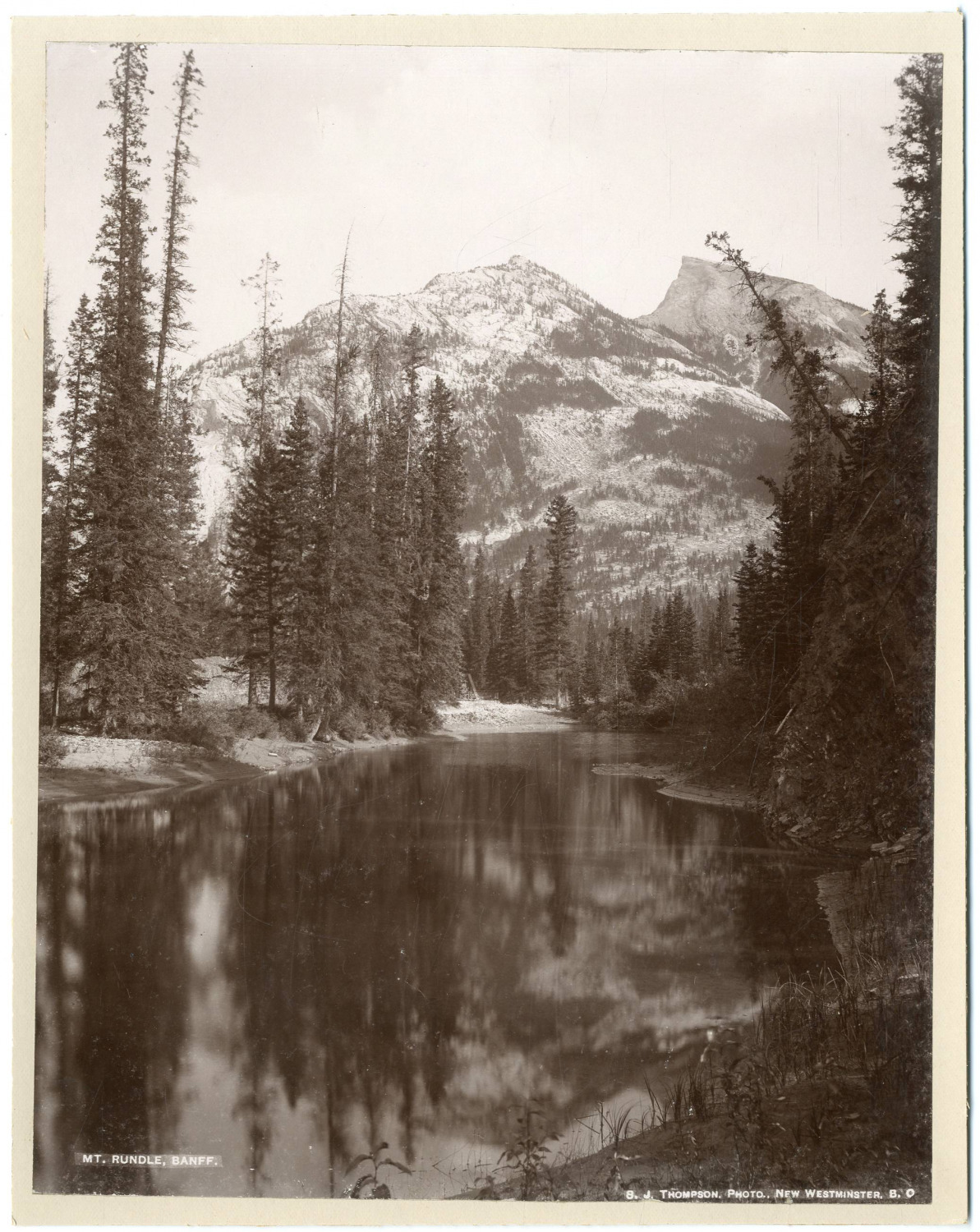J.Thompson, Banff National Park is in Alberta, Mt Rundle, Canada Vintage Print,