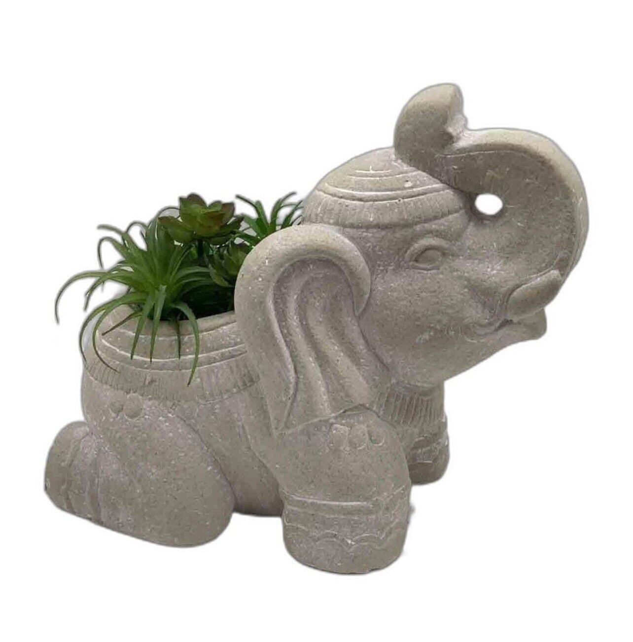Elephant Elegance 17\'\' Cream Indoor Outdoor Handmade Succulents Planter Statue