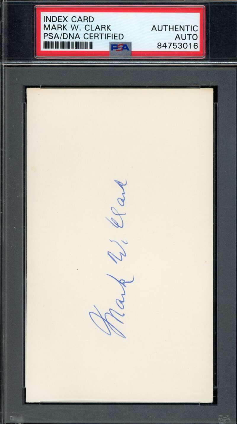 General Mark W Clark PSA DNA Signed 3x5 Index Card Autograph