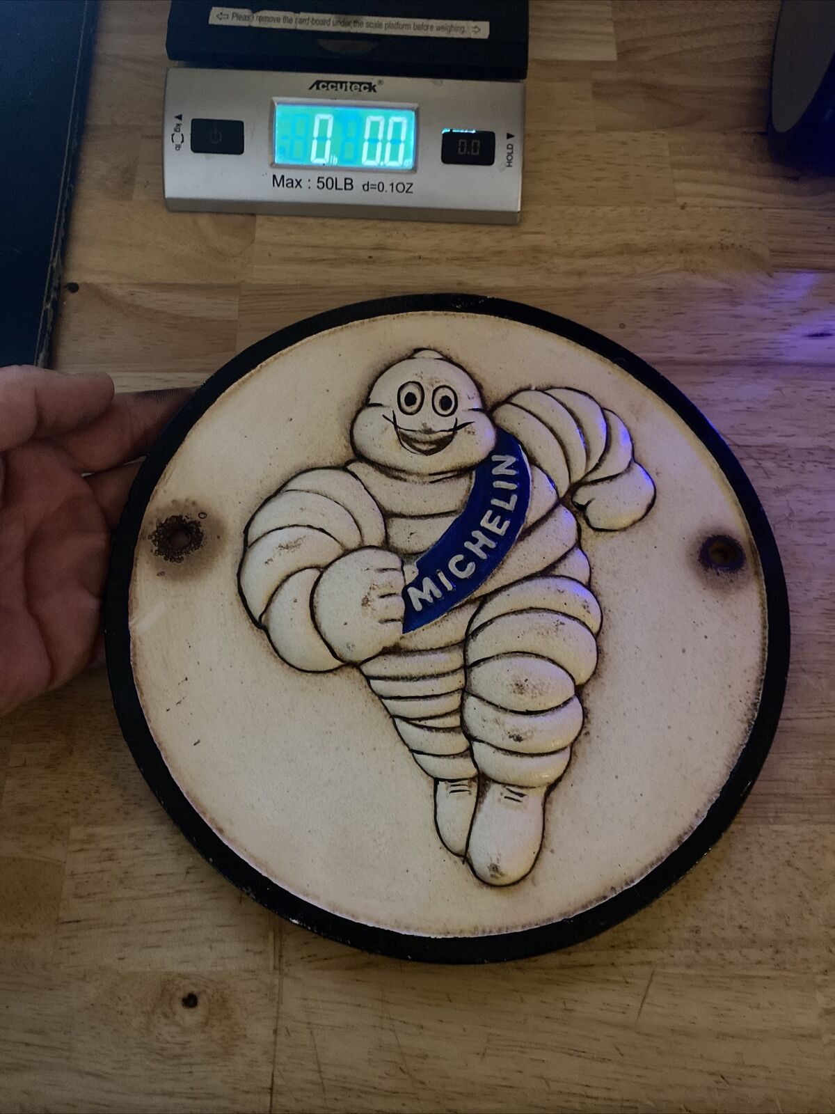 Michelin Man Tire Sign Plaque Cast Iron Patina Goodyear Harley Tires Collector