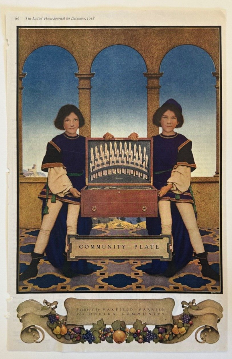Community Plate, Maxfield Parrish 1918 Ladies Home Journal Antique Ad Print