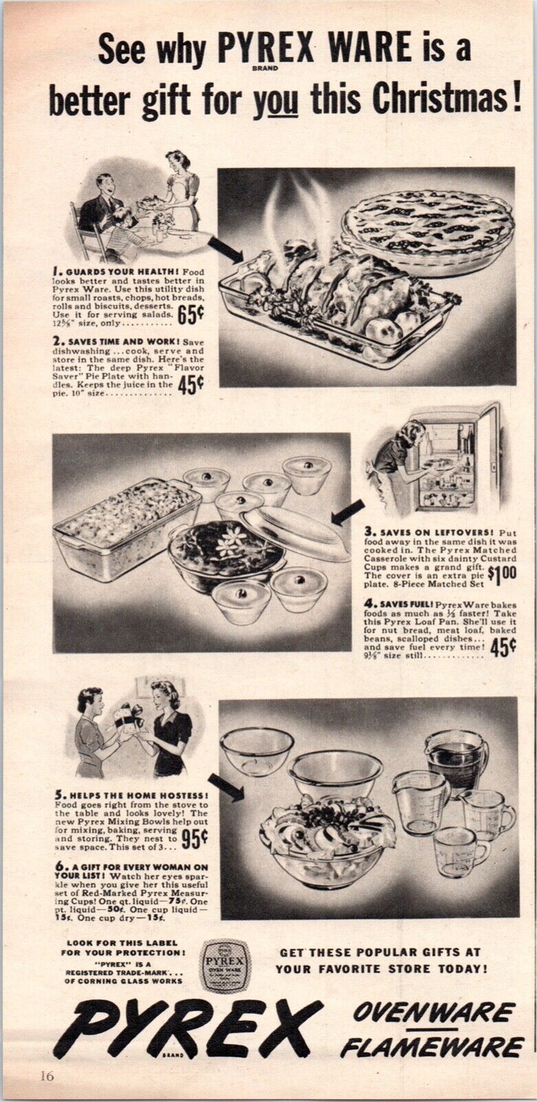 PYREX OVENWARE Ad Vintage Dec 11, 1942 Original Ad-FC12