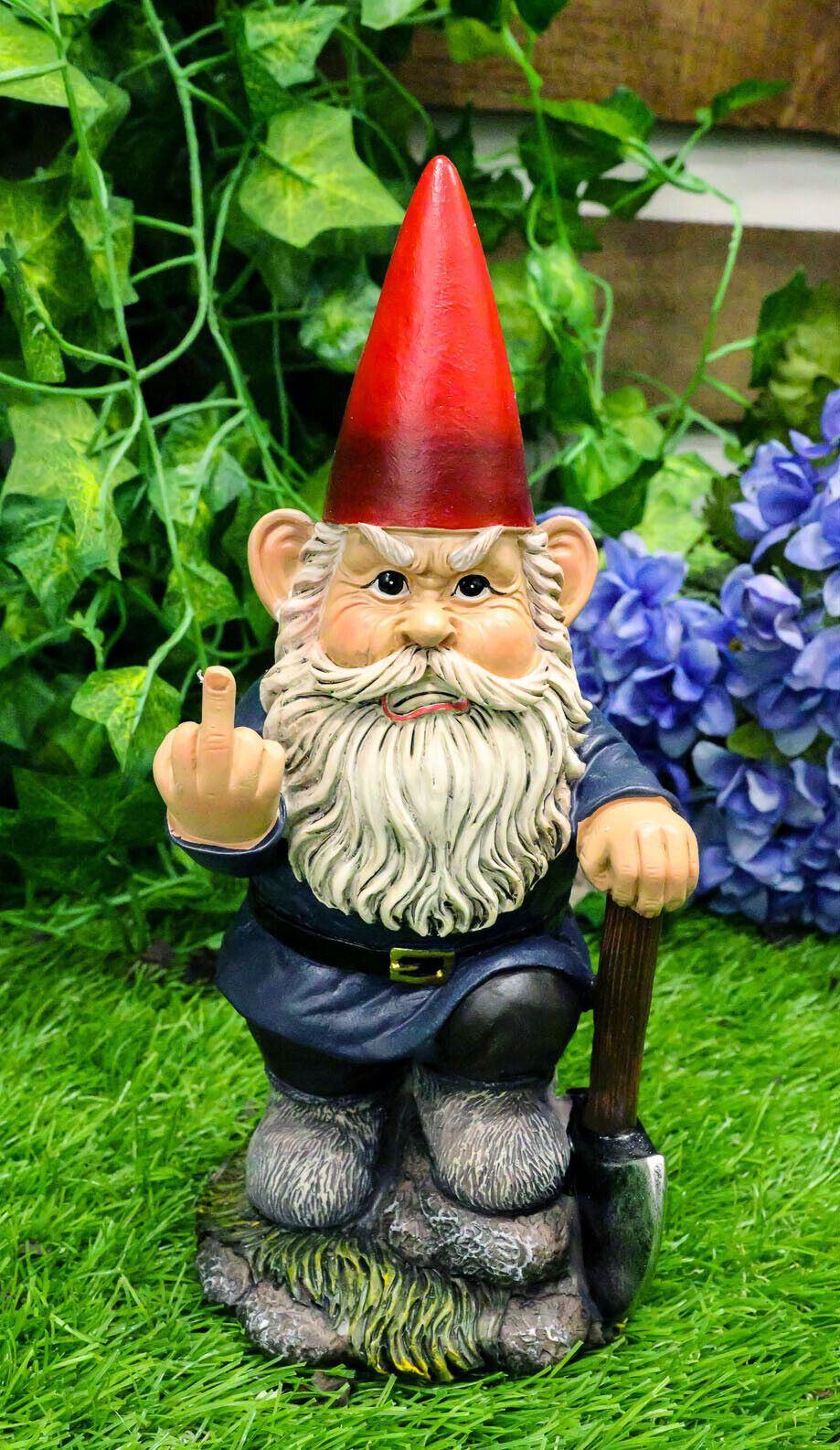 Ebros Rude Garden Greeter \'You Dig?\' Gnome Dwarf Flip The Bird Statue