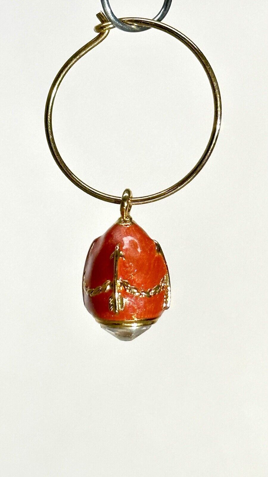 Authentic Salmon Faberge Imperial Egg Wine Glass Charm