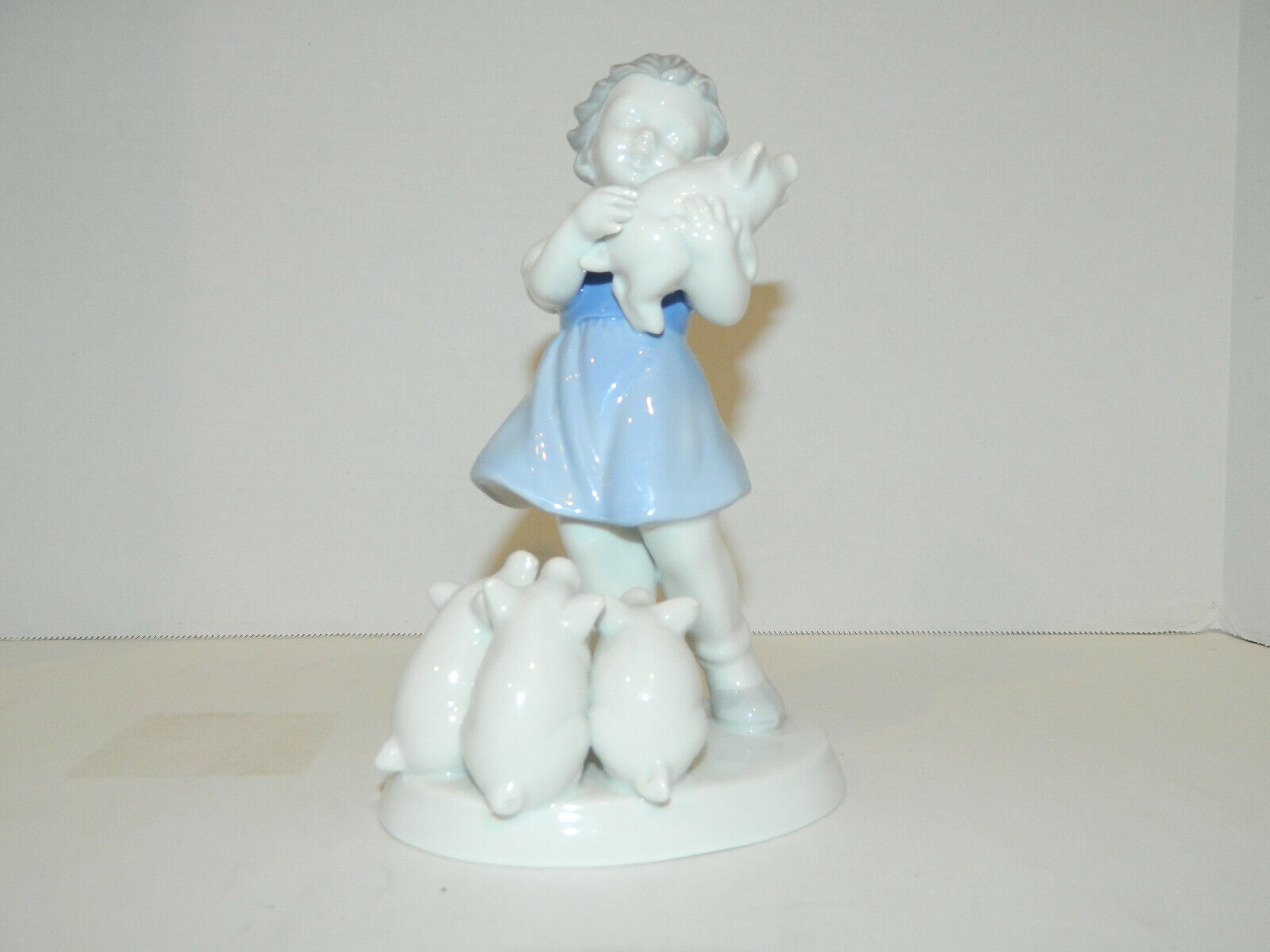 Vintage Gerold Porzellan Little Girl with pigs Bavaria West Germany 7” Tall 5988