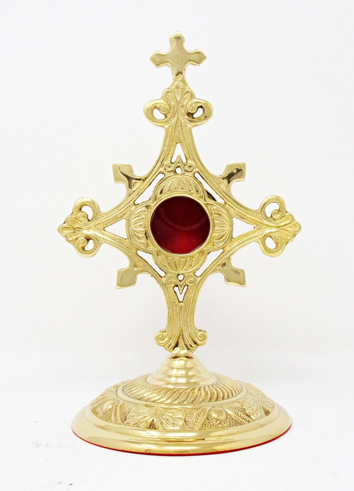 High Polished Brass Monstrance Reliquary for Relics for Catholic Church, 9 Inch