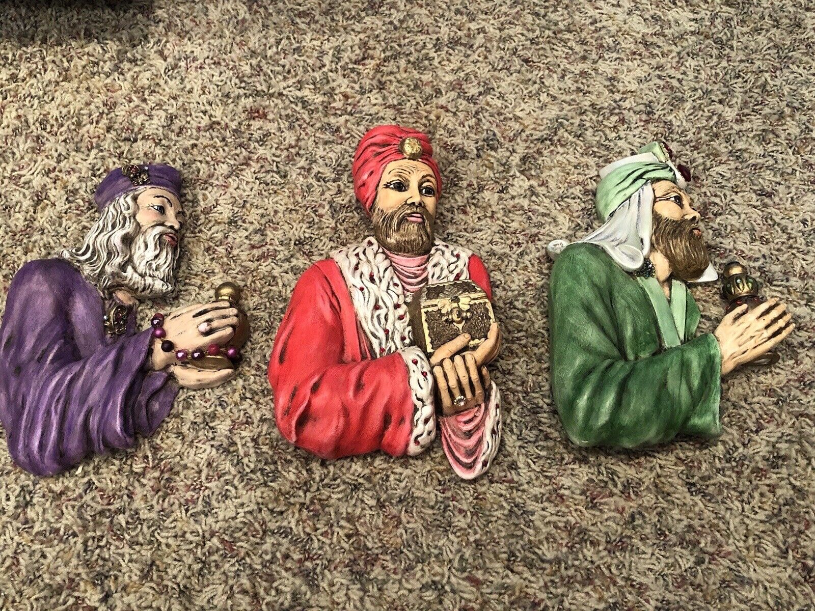 Three Kings 3 Wisemen Large Nativity Beaded Jeweled Christmas Gorgeous Stunning