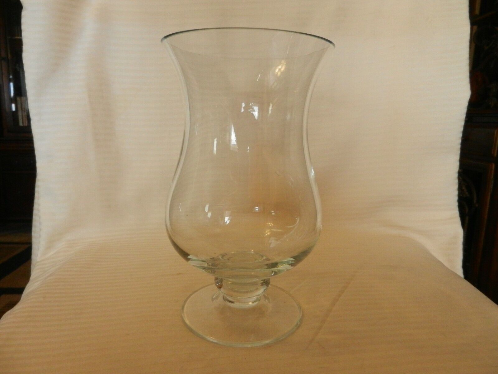 Vintage Clear Pedestal Glass Flower Vase, Wine Glass Shape, 9.875\